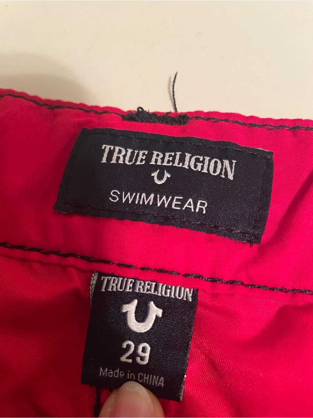True Religion red Men's Swim with Contrast Stitching